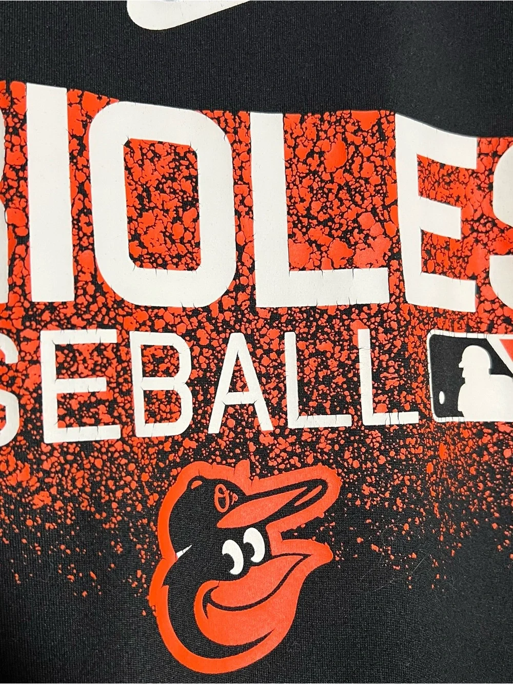 Nike Baltimore Orioles Paint Splatter Black Short Sleeve T-Shirt Mens Large